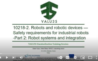Watch the VALU3S training Session 9: ISO 10218-2_2011 Robots and robotic devices — Safety requirements for industrial robots — Part 2